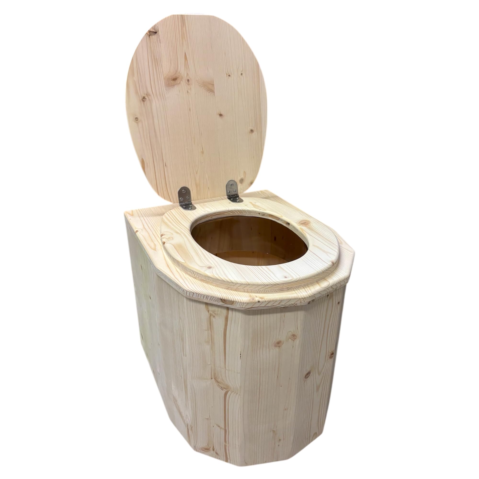 Toilette seche Premium Bois avec Bavette INOX et Seau plastique 20L - Fabrication Française Artisanale
