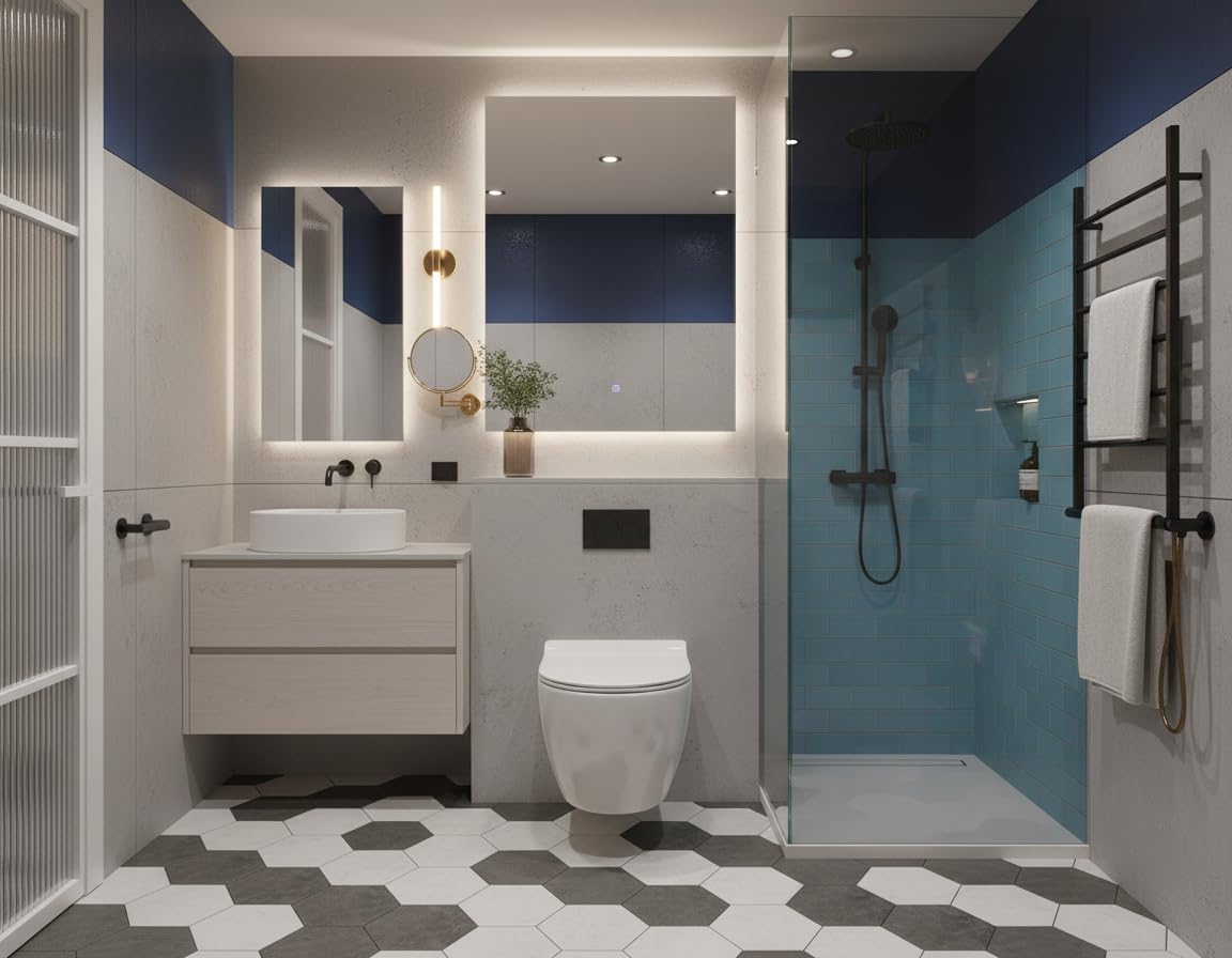 LANERI WC SOSPESO Serie Bent Rim - Vaso Sospeso Rimless - Senza Brida - Bianco Lucido - Misura cm. 52 - Coprivaso Soft-Close