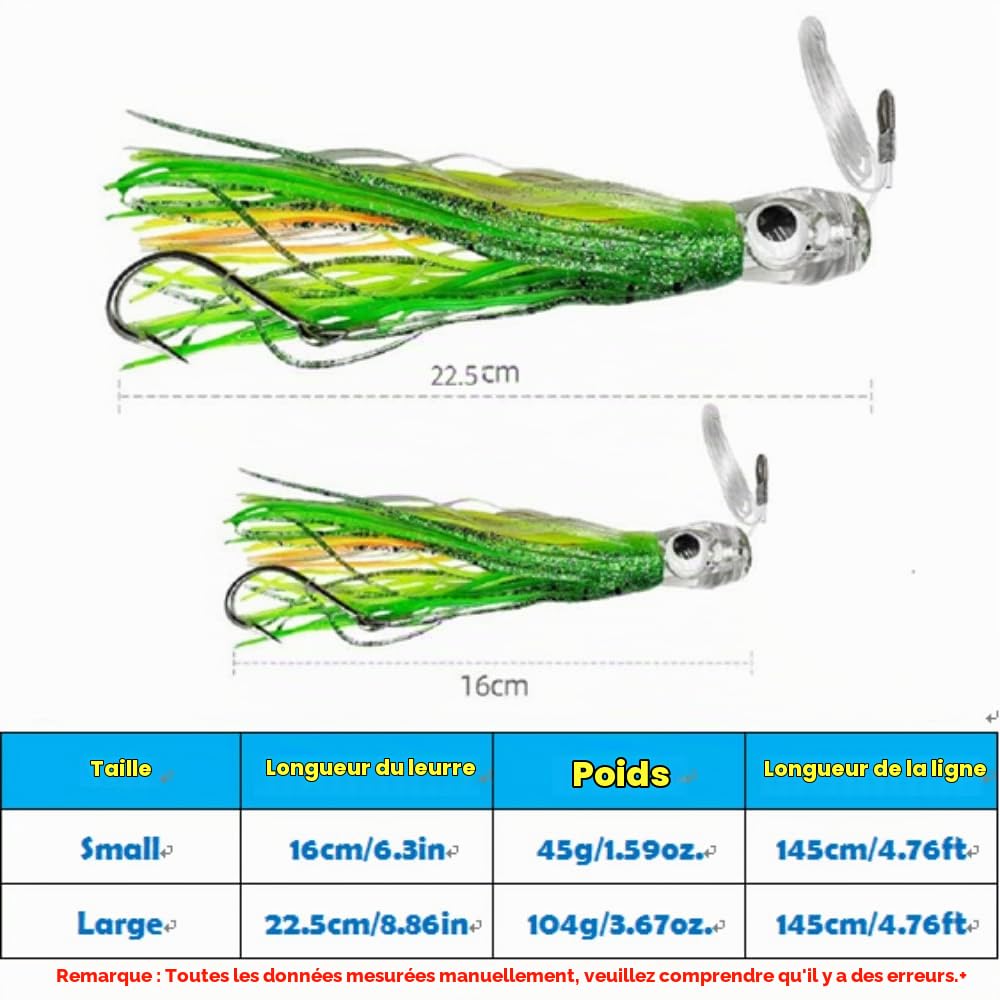 Big Octopus Buzzbaits avec Jupes Slicone pour la pêche en mer Marlin Lingcod(2 Tailles,6 Couleurs en Option)