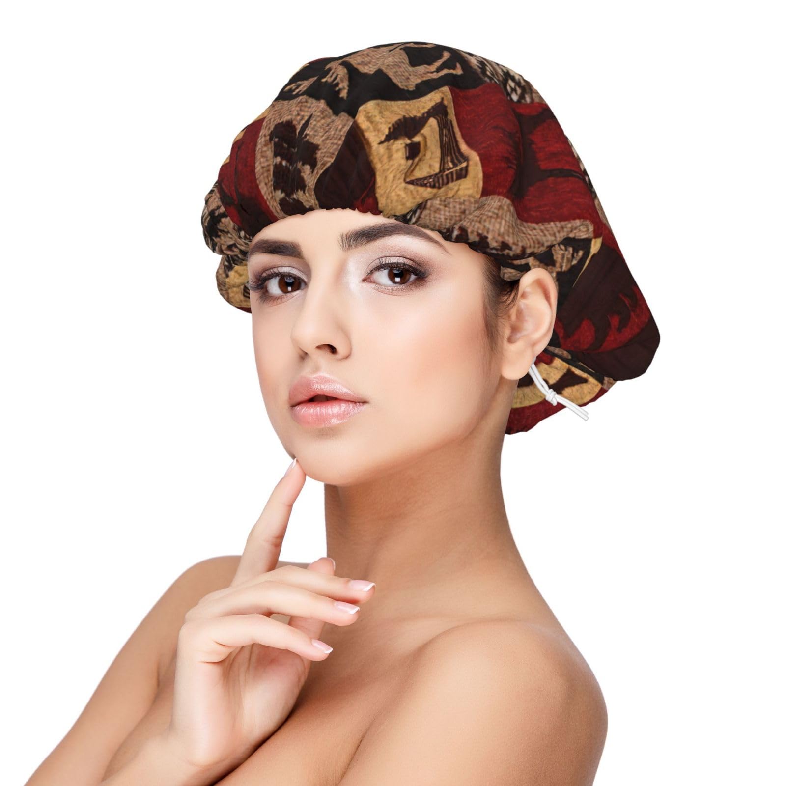 Double Layer Reversible Hair Wrap Satin Sleep Bear Deer Fish Cap Bonnet for Braid Curly Hair Satin Bonnet Black