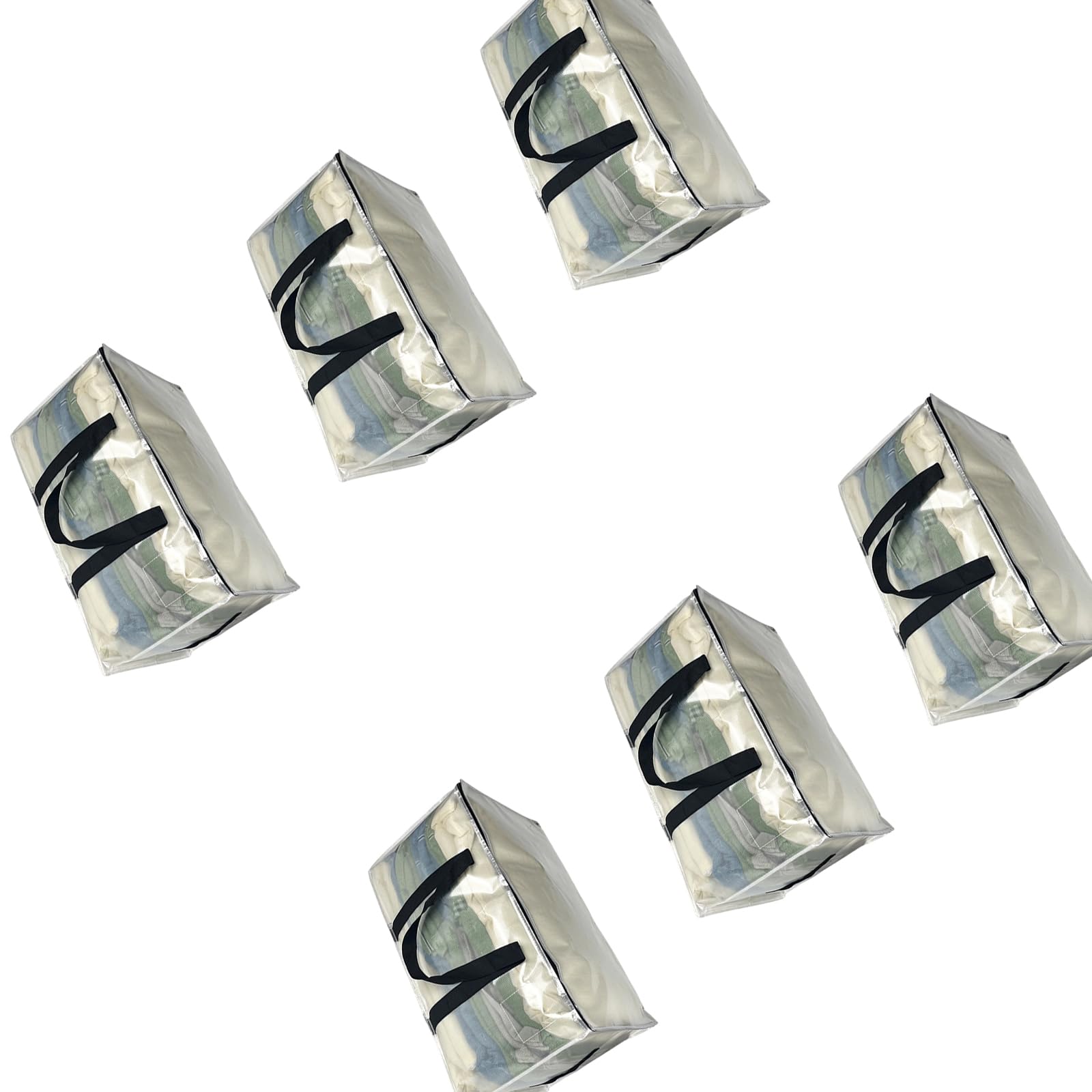 Piceioep Of 6 Heavy-Duty Organizing Containers with Adjustable Straps for Garage, Closet, and Underbed Use and Underbed Use
