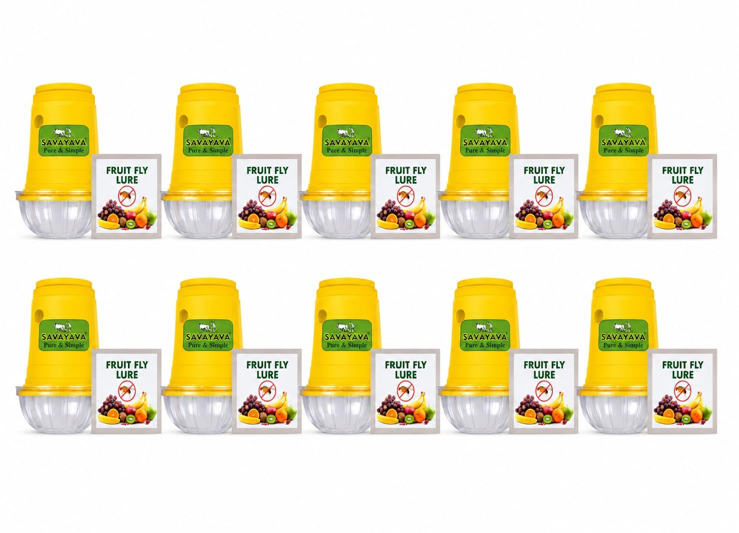 Fruit Fly Trap with Lure Pack of 10 | Reusable Non-Toxic Insect Trap for Fruit Flies | Easy to Use Hanging Fly Catcher for Orchards, Gardens, Vegetables, Kitchen, Home & Farms-image-3
