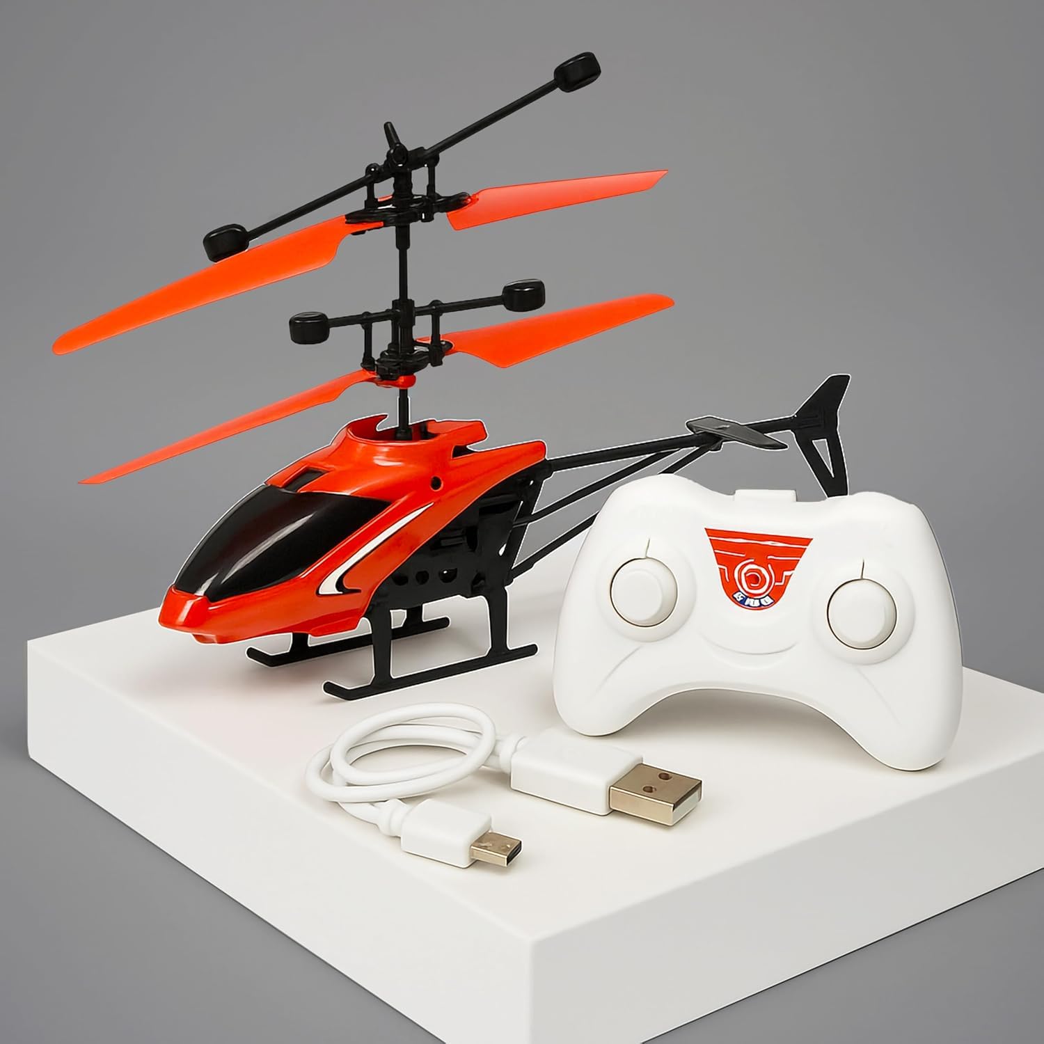Remote Control Helicopter with USB Charging, Orange and Black, Indoor Flying Toy