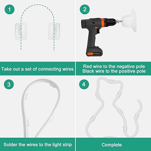 Miniatura 6 de Lamomo Clips de montaje de luces de neón LED, accesorios de conexión de cuerda de luz de 0.236 x 0.472 in, no para tipo RGB