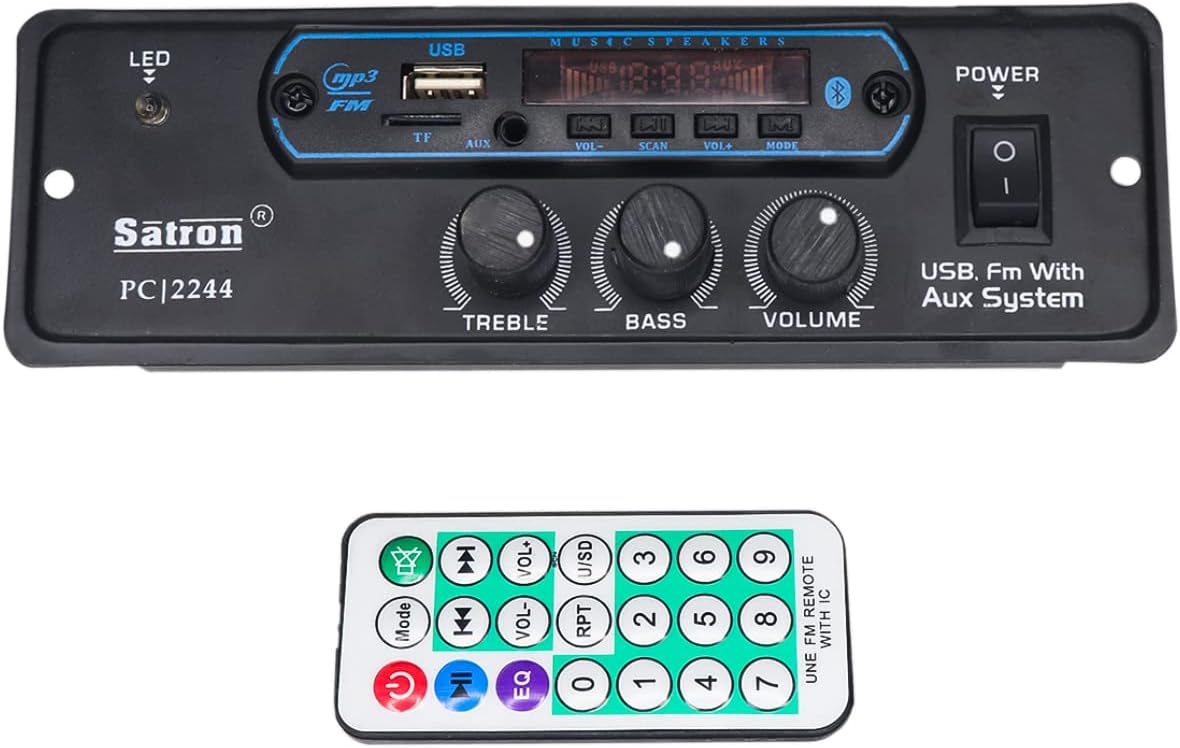 Electronic Spices Wireless Hi-fi Bluetooth MP3 USB FM Player Module with Remote, Stereo, Volume, Bass and Treble Control Complete Amplifier System