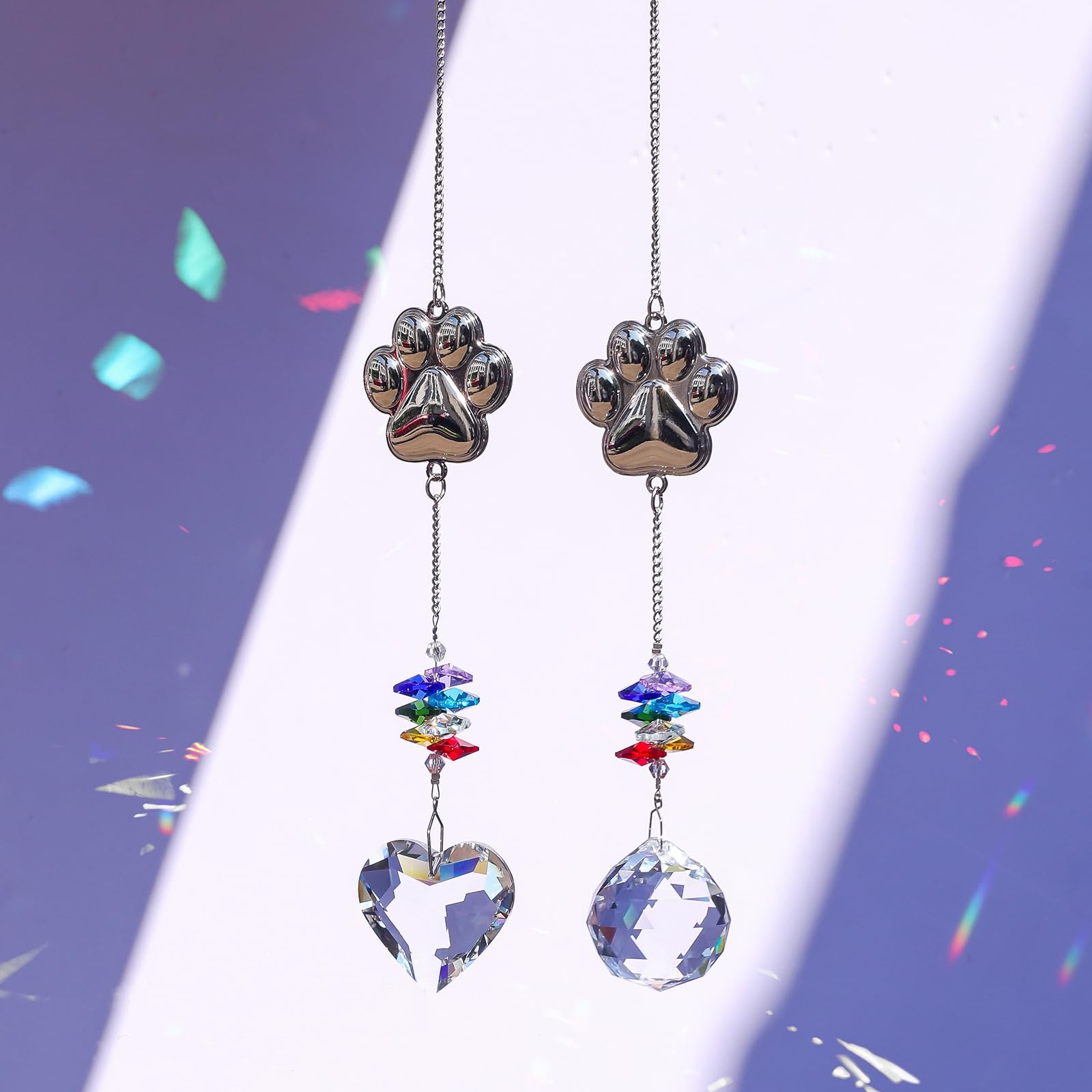Pet Paw Print Memorial Gifts Crystal Suncatcher, Thoughtful Dogs and Cats Remembrance - Image 4