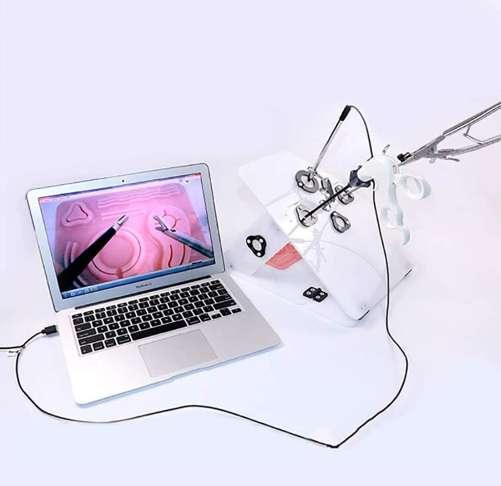 Kit Boîte D'entraînement Simulateur Laparoscopique Portable, Kit Formation en Chirurgie Laparoscopique Simulée pour Outils Pédagogiques avec Instruments Et Accessoires, Modèle D'étude