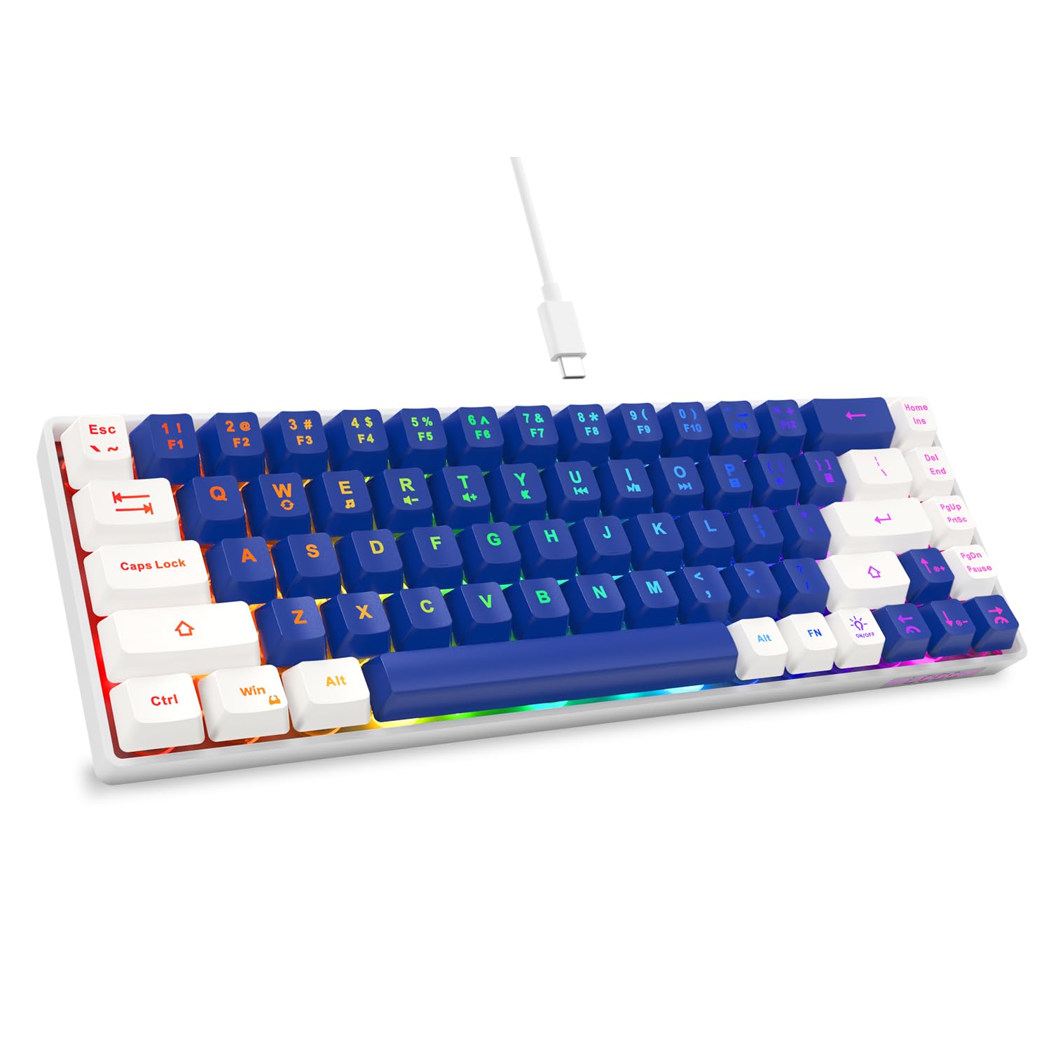 65 Gaming Keyboard LED Backlit Mini Wired Keyboard Ultra-Compact Anti-Ghosting No-Conflict 68 Keys Membrane Gaming Wired Keyboard for