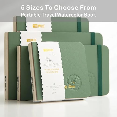Miniatura 4 de Cuaderno de dibujo de acuarela portátil, papel de acuarela de grano fino de 10.58 ozm, cuaderno de dibujo de viaje, cuaderno de bocetos de color