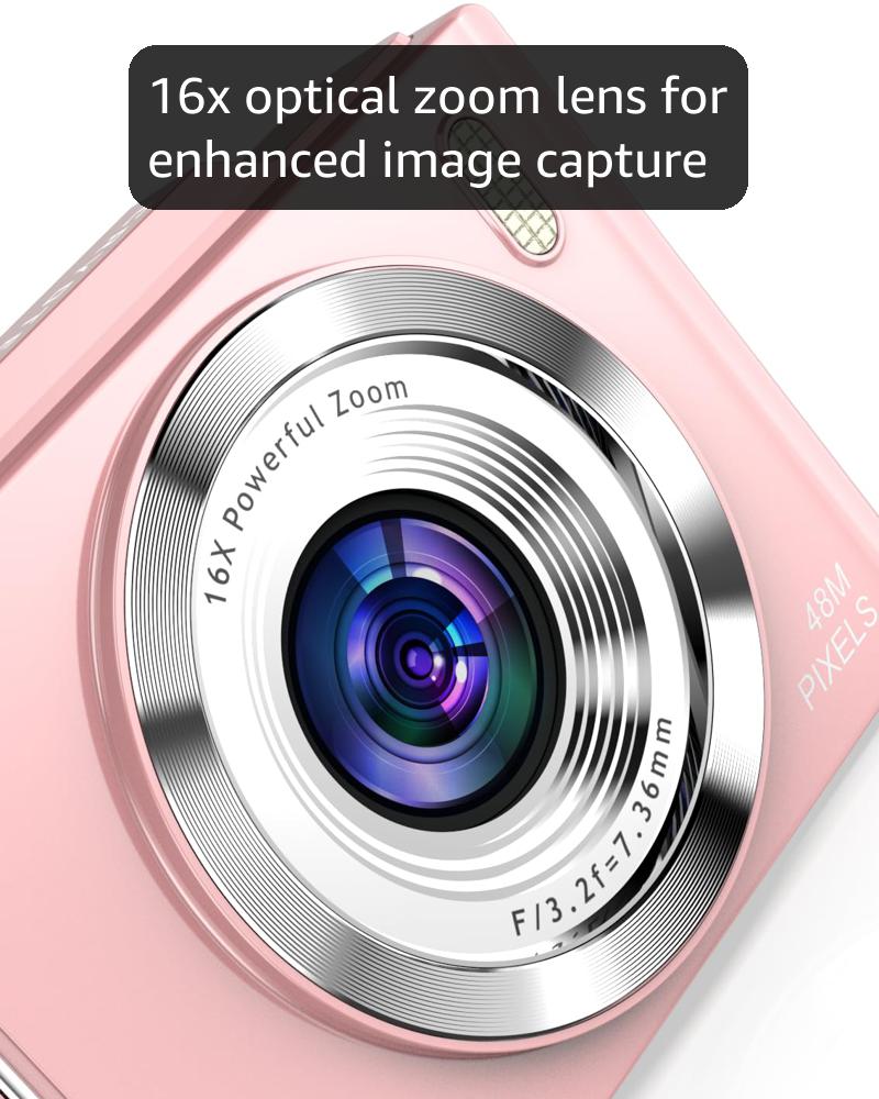 4K Digital Camera - 48MP Photos 32GB SD Card & Lanyard Included - Travel-Friendly, Digital Point and Shoot Camera, Kid-Sized, Small Camera Gift for Kids, Girls, Students & Teens