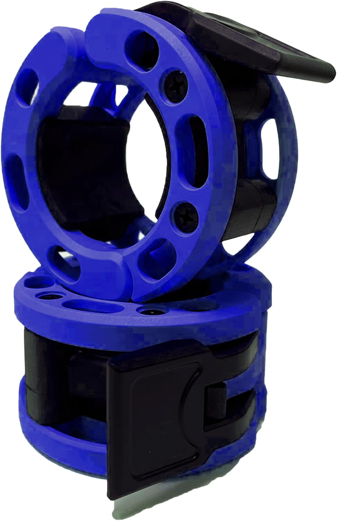 Clout Fitness Olympic Barbell Clamps Collars Quick Release Pair of Locking Weight Clips Fit 2 Inch Barbell for Weightlifting (Dark Blue/Black)