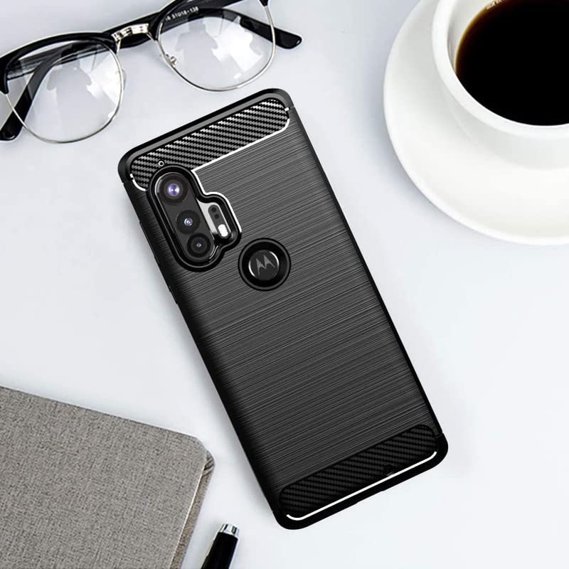 Image of NPRC Hybrid Ultra Slim Protective Case TPU Non-Slip Carbon Fiber Texture Shockproof Case Cover for Moto Edge Plus - Black