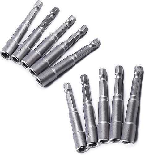 Juego de 10 brocas magnéticas para tuercas de 1/4 pulgadas, vástago hexagonal de 1/4 pulgadas, acero al cromo vanadio