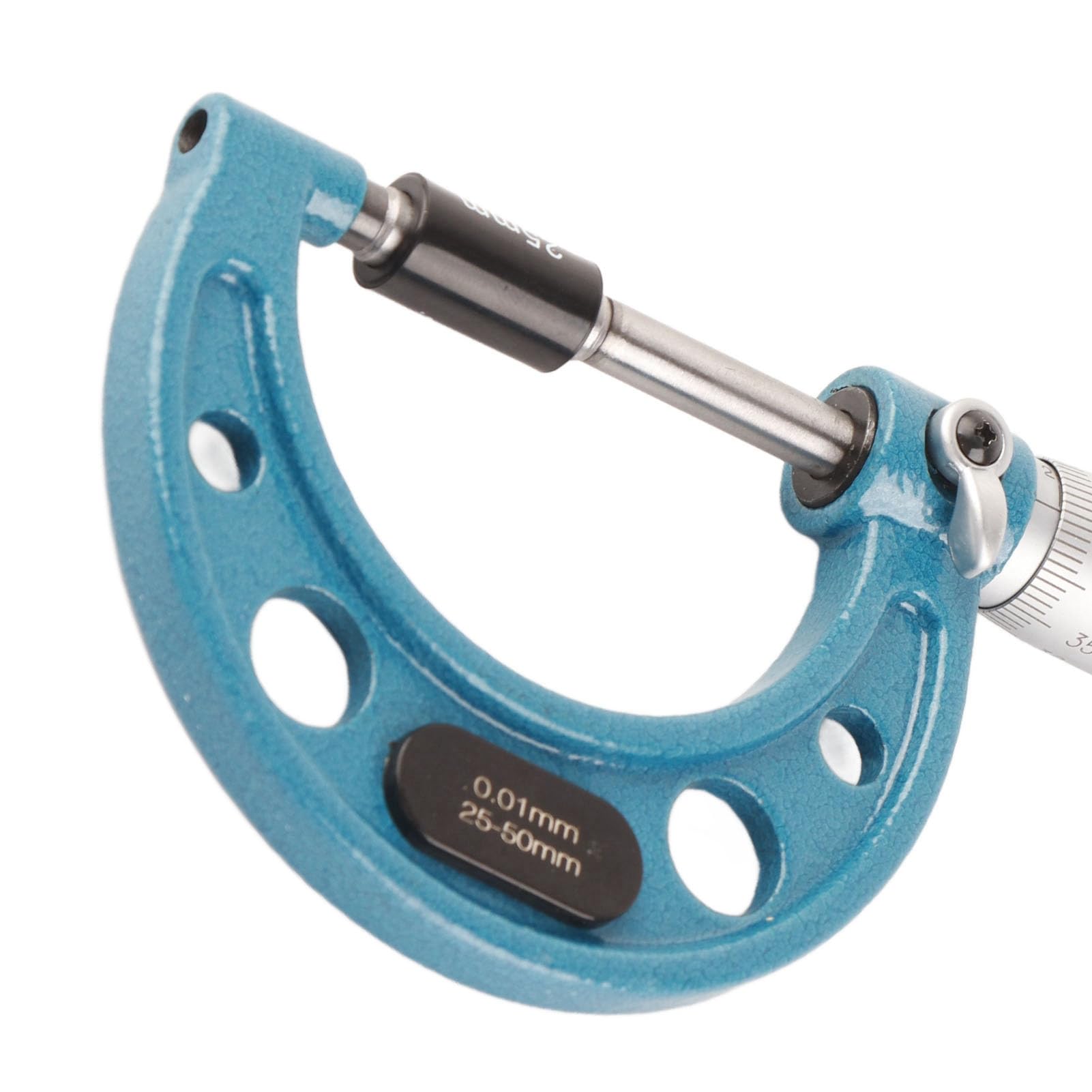 Ejoyous Außenmikrometer Edelstahl Hohe Genauigkeit Bügelmessschraube Dickenmessgerät mit Schlüssel 0,01mm Externes Mikrometer Werkzeug für präzises Messen von Materialstärken (25-50mm)