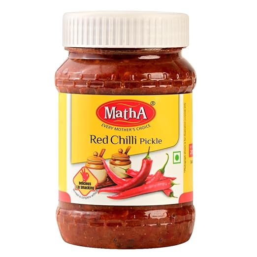 MathA Red Chilli Pickle, 200g | Lal Mirch ka Achar | No Added Preservatives or Artificial Flavours | Traditional Homemade Recipe | Spicy & Flavorful