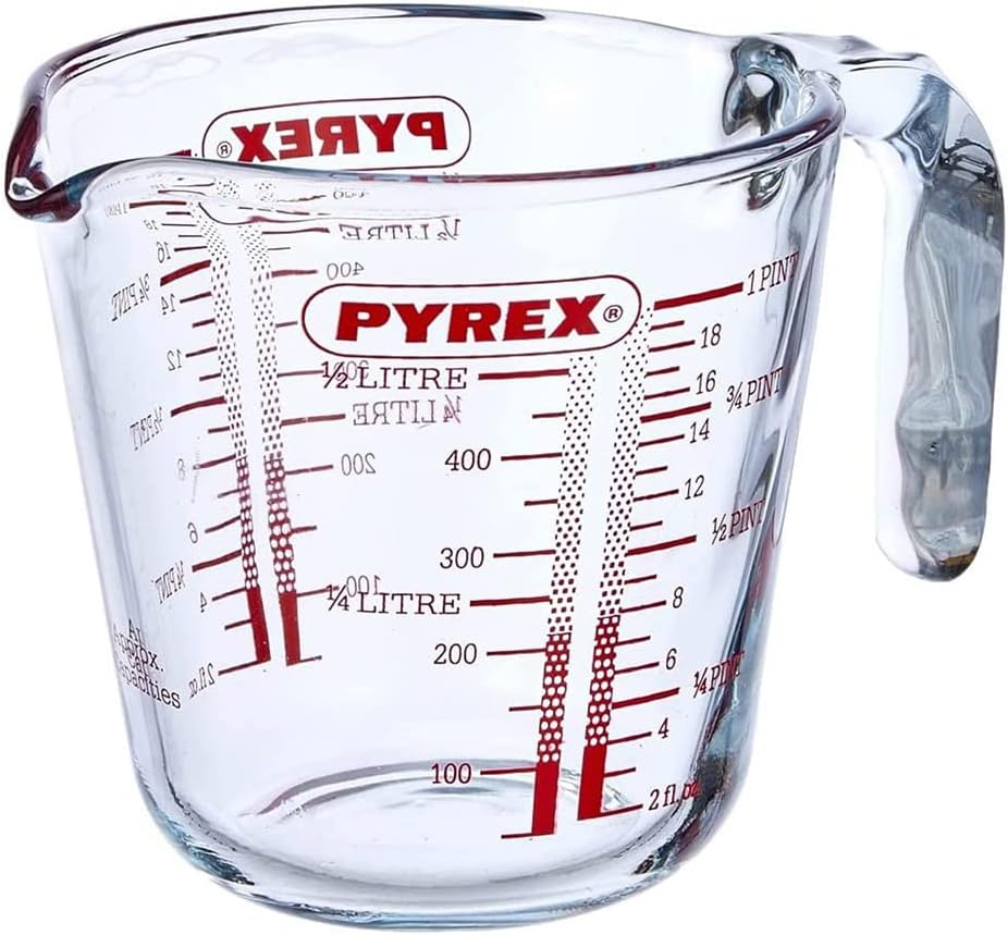 Synergy Trading Pyrex Pyrex Heat Resistant Glass Container Measuring Cup Measure Jug Measuring Cup Oven Microwave Safe 16.9 fl oz (500 ml)