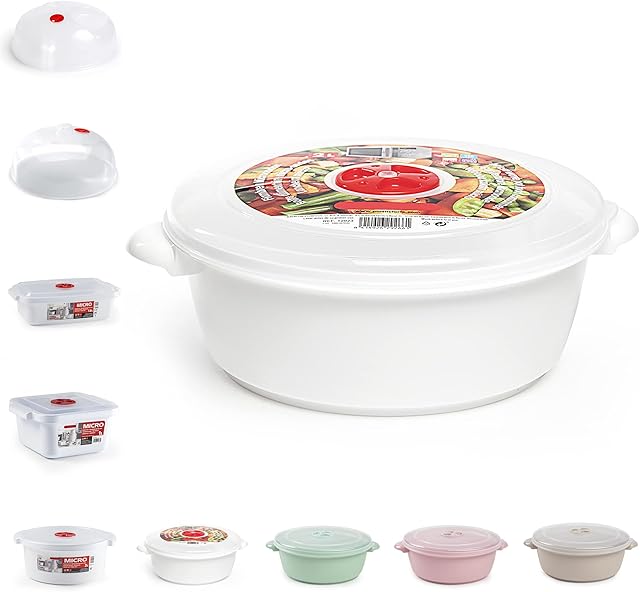 2L Plastic Freezer Microwave Pot Food Storage Container Tub with Ventilated Lid Heating Food, Steam Release Vent, Kitchen Air-tight Food Storage Box (White)