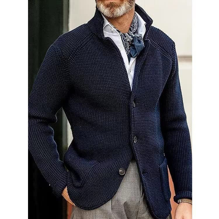 Foreign Trade shopify2022 Autumn and Winter Stand Collar ca igan Suit Men's Knitted ja et ja et Navy XXXL-image-35