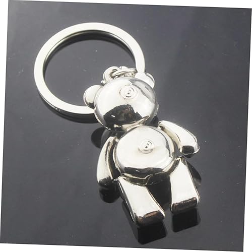 Miniatura 4 de CHILDWEET Llavero de metal con diseño de oso de oso de metal, llavero de regalo creativo, colgante movible, plateado