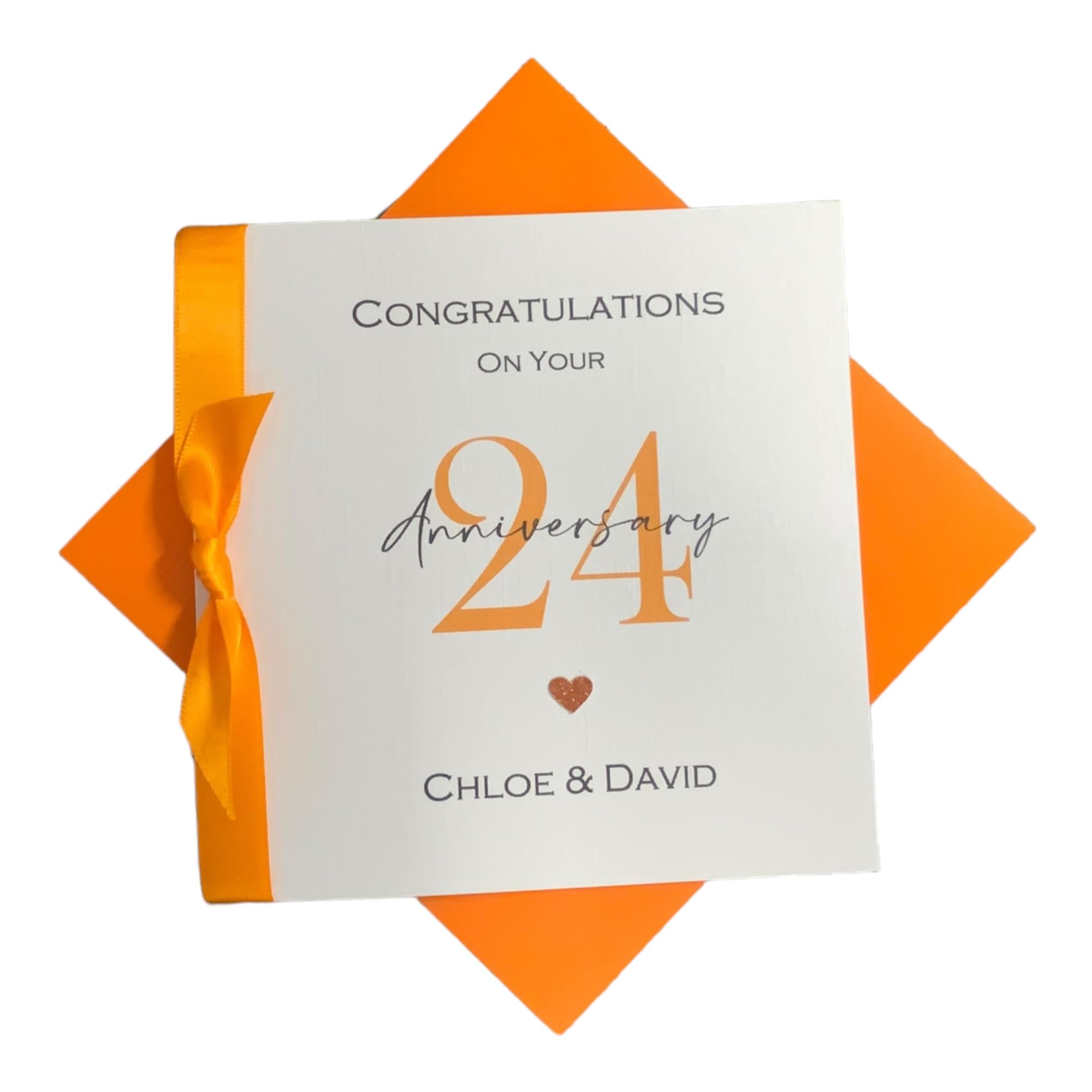 24th Wedding Anniversary Card - Opal 24 Year Twenty Fourth Anniversary Greeting Card, Personalised Gift for Wife, Husband, Parents, Couple Friends - Various Designs (Ribbon Number) โ image 1