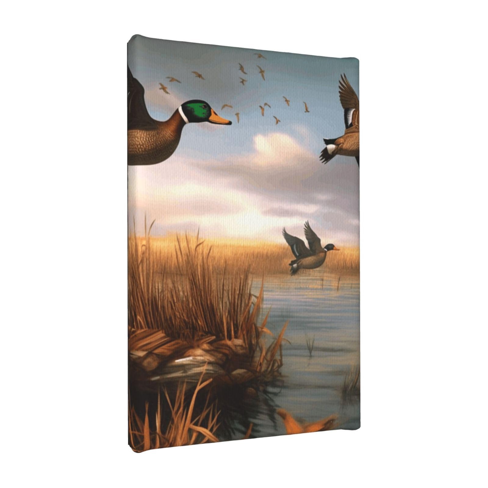 YKLJG Hunting Flying Wild Ducks 6 Printed Wall Art Canvas Painting 20x30 CM Wooden Framed Picture Painting Artwork Prints for Bedroom Kitchen Home Office Decor