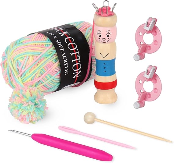 Coopay French Knitting Dolly, French Knitting Set With Wool, Wooden