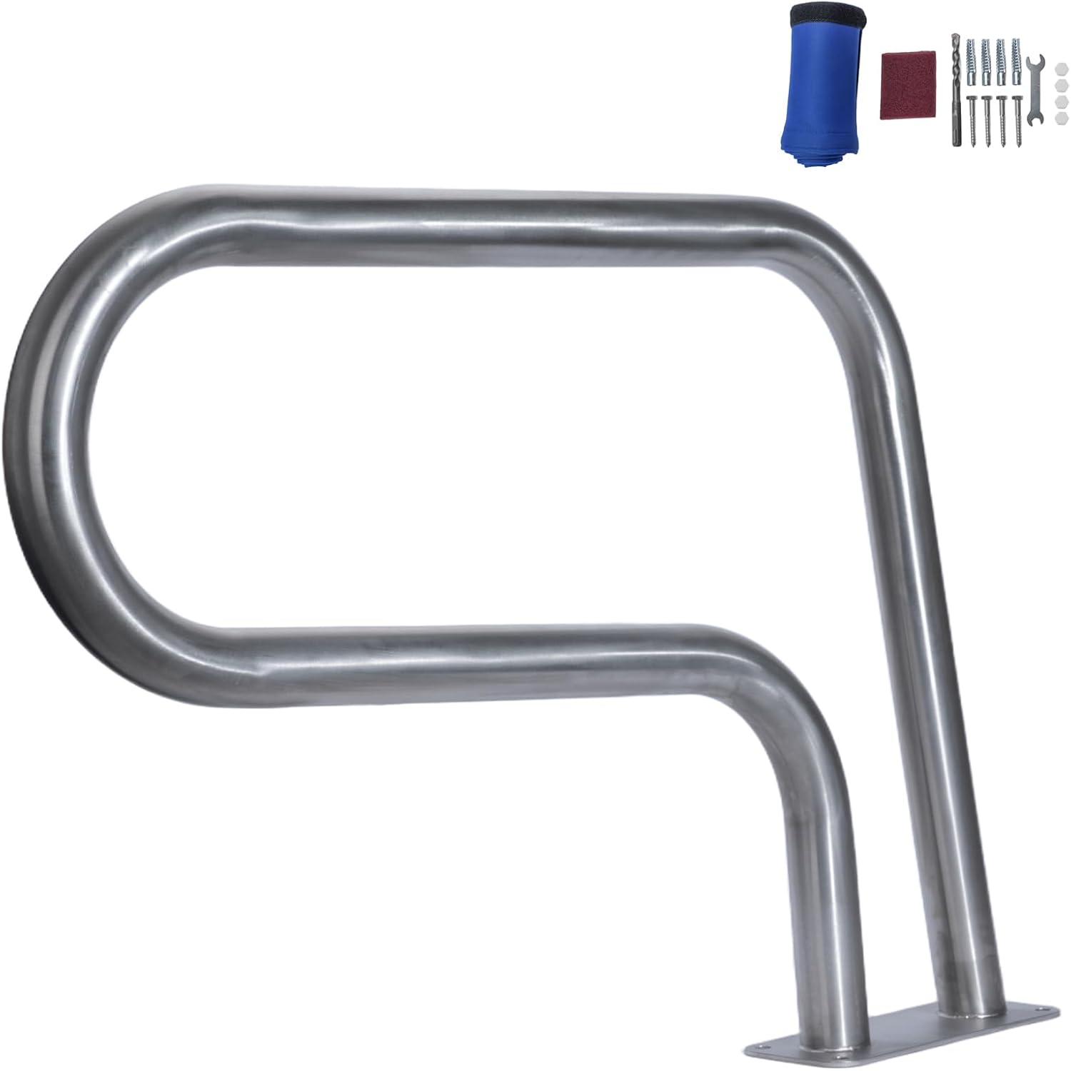 Pool Handrail, 316 Stainless Steel Safety Handrail with Non-Slip Grip for Inground Pool and Spa Steps, Deck Mounted (Brushed)