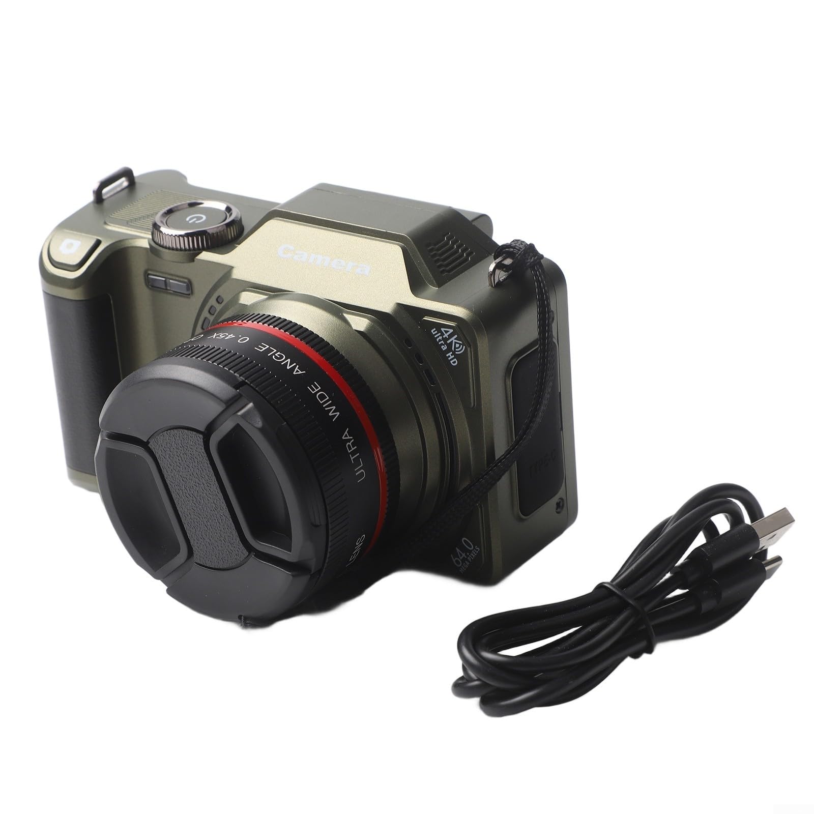 Fotocamera digitale 4K con sensore da 64 MP e zoom 18x, videocorder HD con schermo flip da 3 pollici con WiFi per fotografia, vlogging, viaggi, bianco (verde)