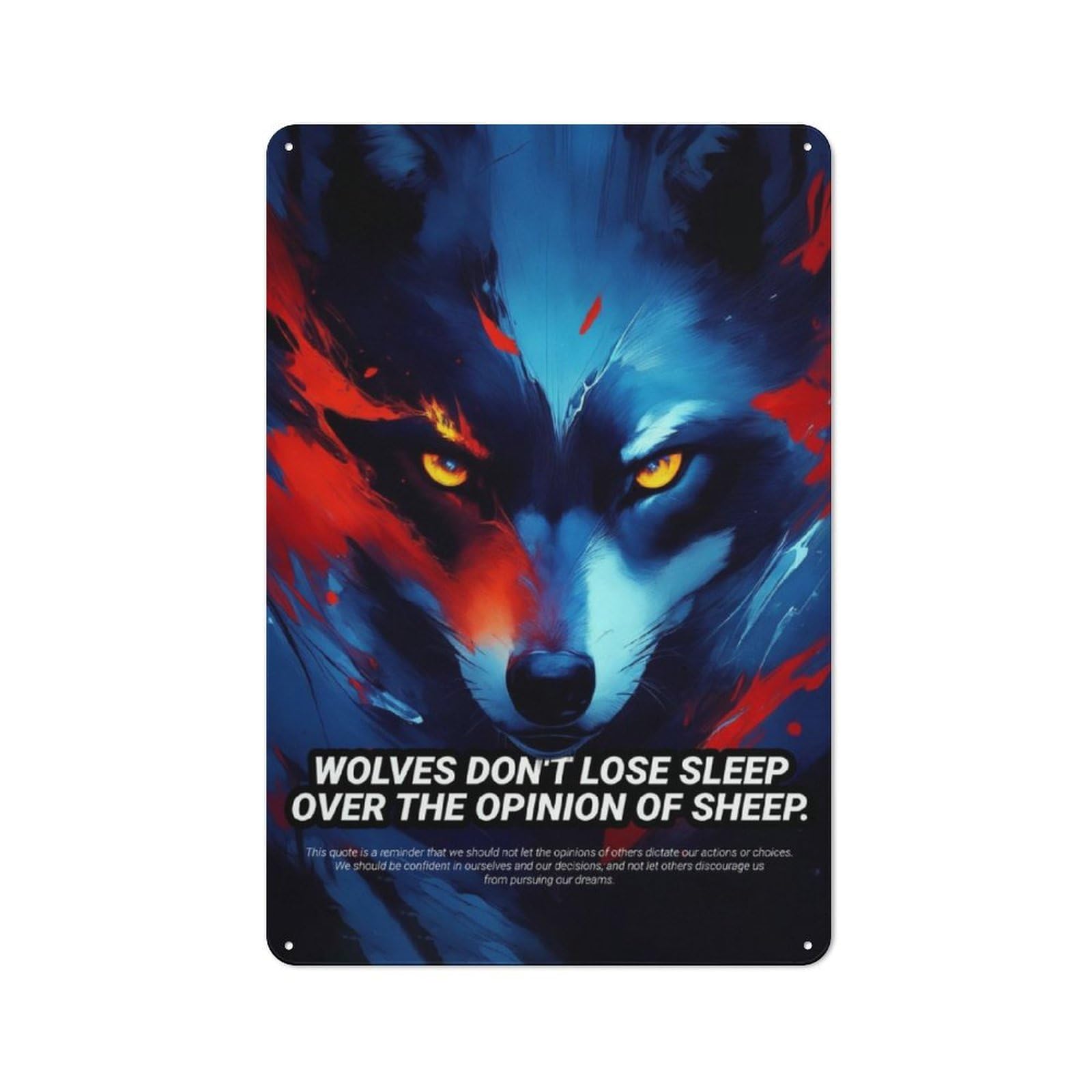 Junmoney Wolf Fire Abstract Retro Metal Sign With Design 30X20cm, Weathered Look Shed Wall Plaque For Garage, Workshop, Shed Or Utility Room