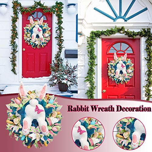 Easter Bunny Wreath Easter Bunny Butt Plush Wreath, Spring Wreath Easter Garland Easter Rabbit Wreath Decor for Front Door, Easter Bunny Head for Wreaths Easter Decorations (#C)