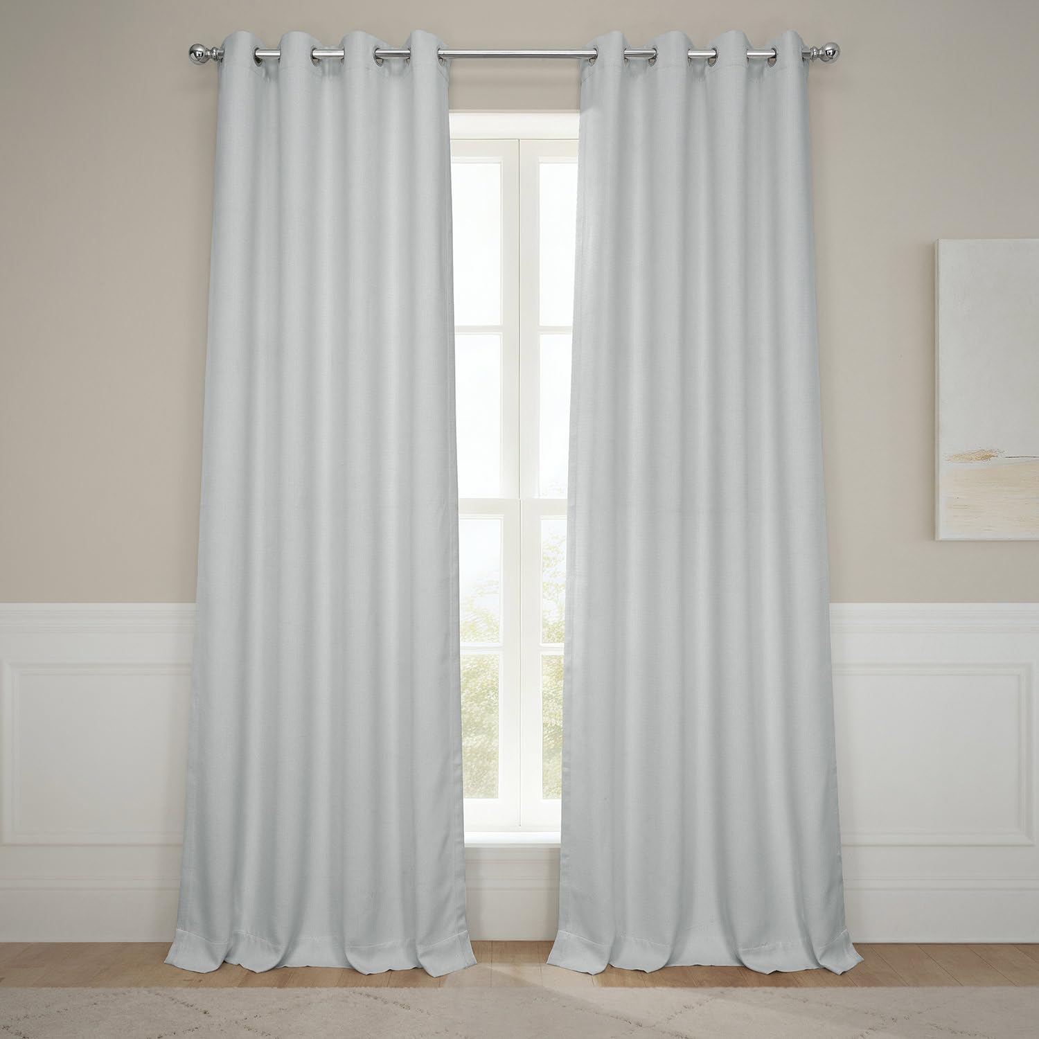 HPD Half Price Drapes Grommet Linen Curtains 108 Inches Long Room Darkening Curtains for Bedroom & Living Room (1 Panel), 50W x 108L, Oyster