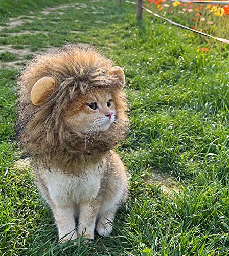 Rosylife lion mane wig for cat costume pet adjustable washable comfortable fancy lion hair cat clothes dress for halloween christmas easter festival party activity (brown) 8 Rosylife lion mane wig for cat costume pet adjustable washable comfortable fancy lion hair cat clothes dress for halloween christmas easter festival party activity (brown) - image 9