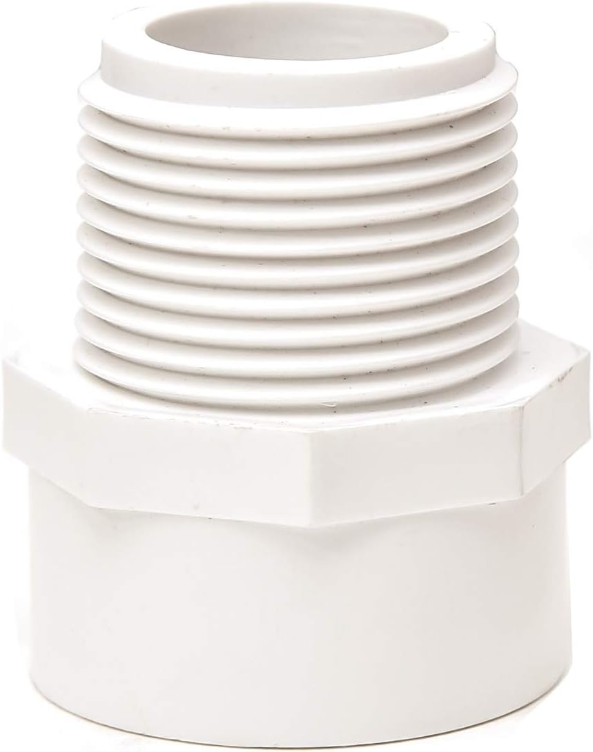 10pcs 3/4 Inch 2-Way PVC Male Threaded Adapter Adaptador macho Fittings (Socket x Male Pipe Thread) Coupling Schedule 40-10 Pack White (0.75 Inch)