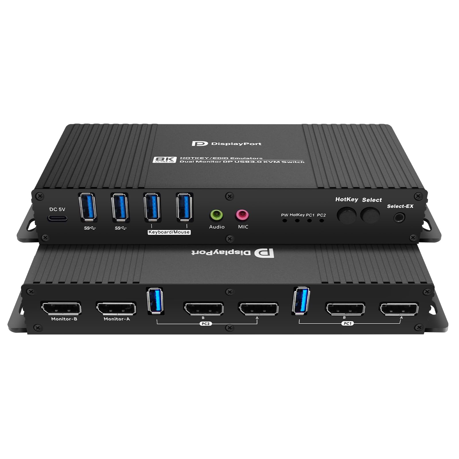 Kvm Switch DisplayPort 2 Monitors 2 Computers EDID 4K 144Hz 