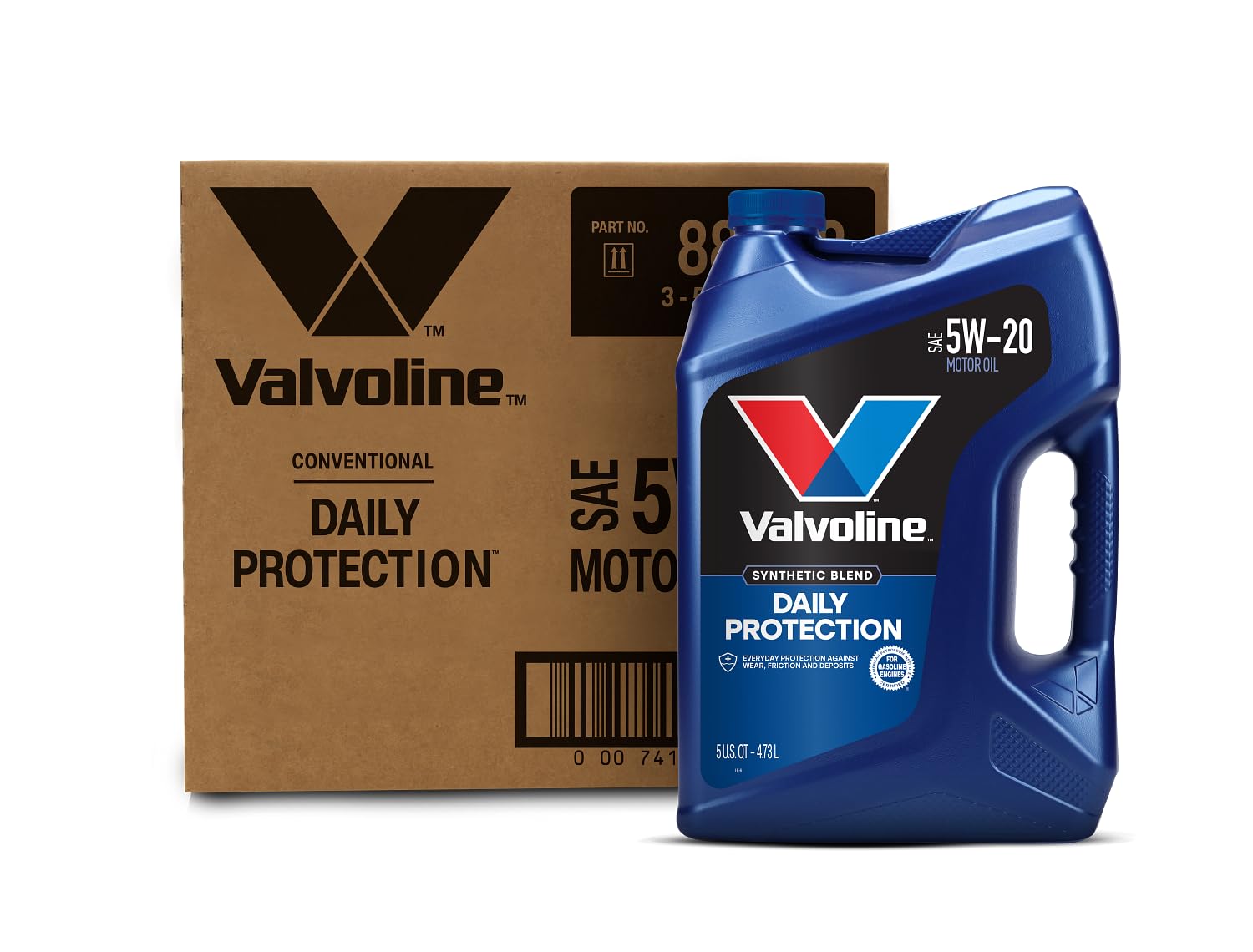 Valvoline Daily Protection SAE 5W-20 Synthetic Blend Motor Oil 5 QT, Case of 3