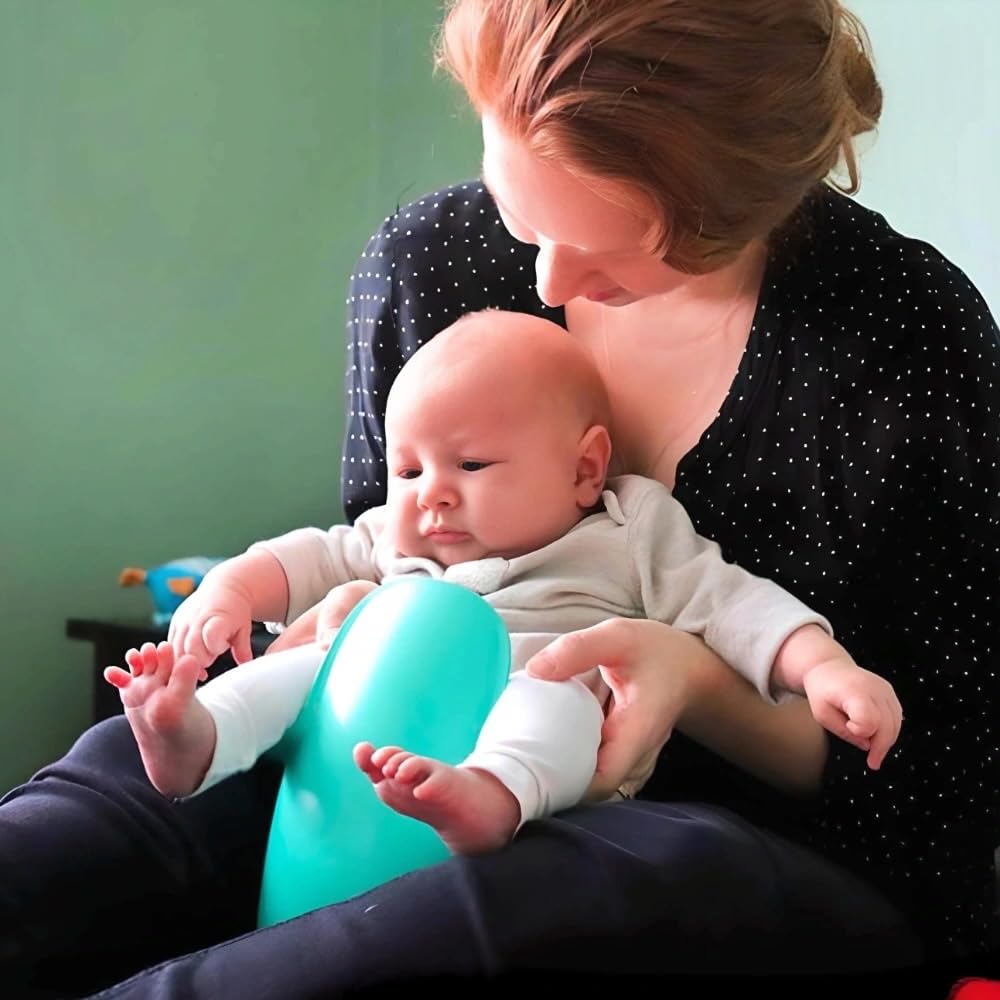 Bömmi Set (Türkis) - das mobile Töpfchen für Babys mit praktischem Gestell zum Sitzen - Abhaltetöpfchen, Nachttopf für Kinder, Jungen/Mädchen, ab Geburt bis 24 Monate, MADE IN GERMANY