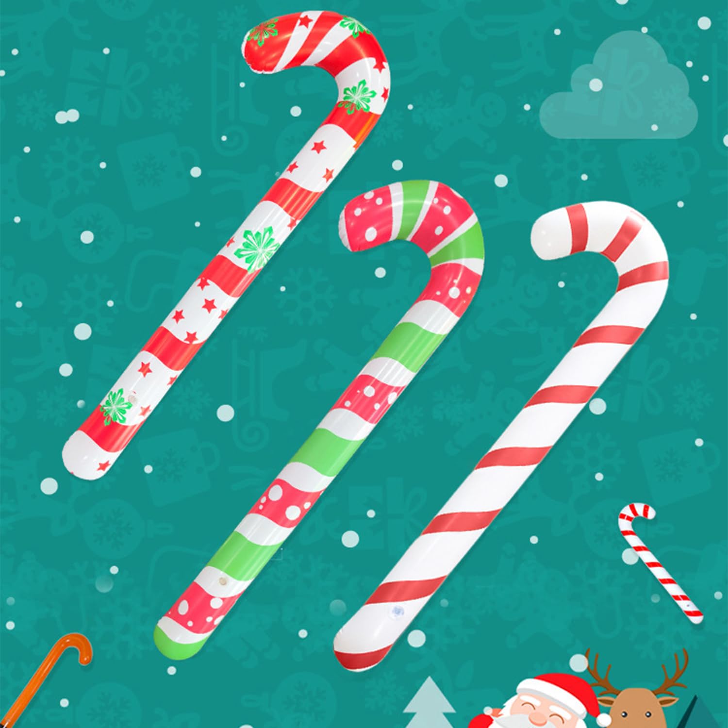 QSLKI 6Pcs Canne De Noël Gonflable Pour Décorations