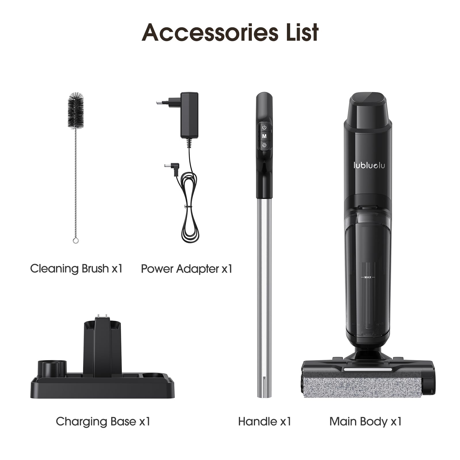 Lubluelu 3-in-1 Cordless Floor Washer, Super Suction, Wet & Dry Dual Use, One-Click Self-Cleaning, HEPA Filtration, Smart Voice Reminder, 6mm Edge Cleaning, Ideal for Home Cleaning,