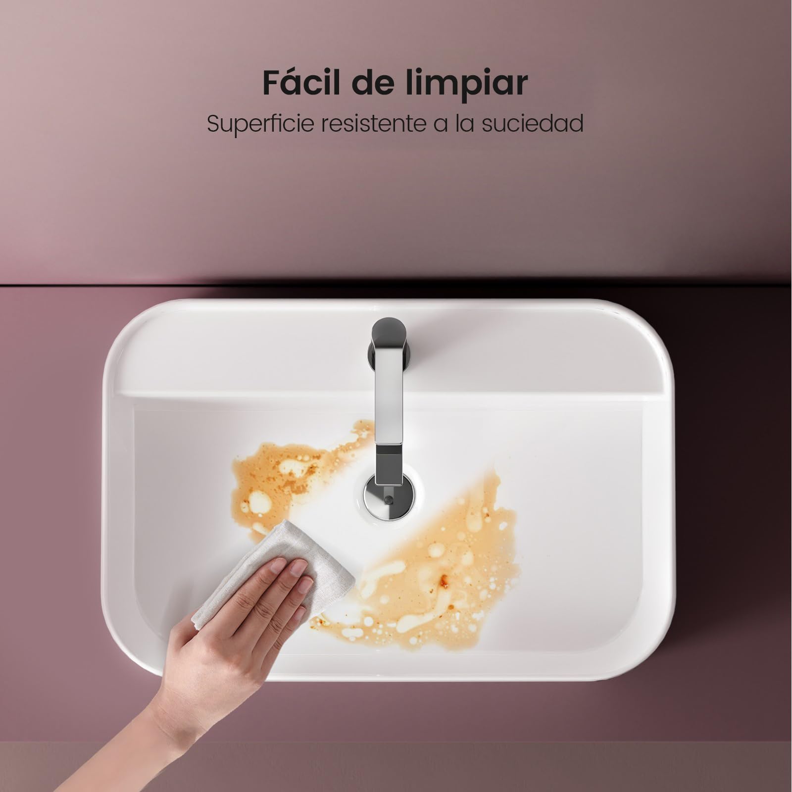 EMKE Lavabo rectangulaire - Lavabo pour salle de bain et toilettes d'invité - 40 × 40 × 11 cm, lavabo en céramique, blanc