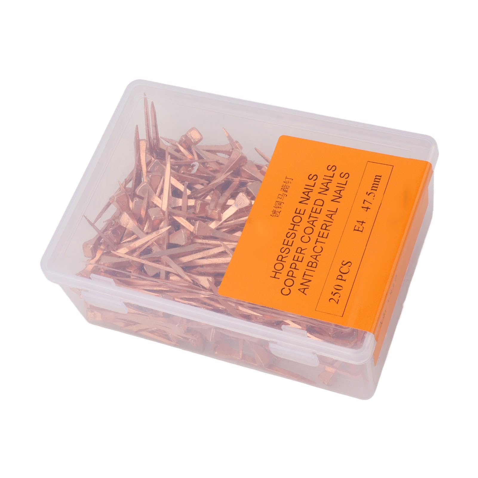 Chiodi per Ferro di Cavallo da 250 Pezzi, Chiodi per Zoccoli in Rame Placcato per Attrezzatura da Equitazione, 45 Mm per Allenamento di Corse di Cavalli (47,5mm E4)