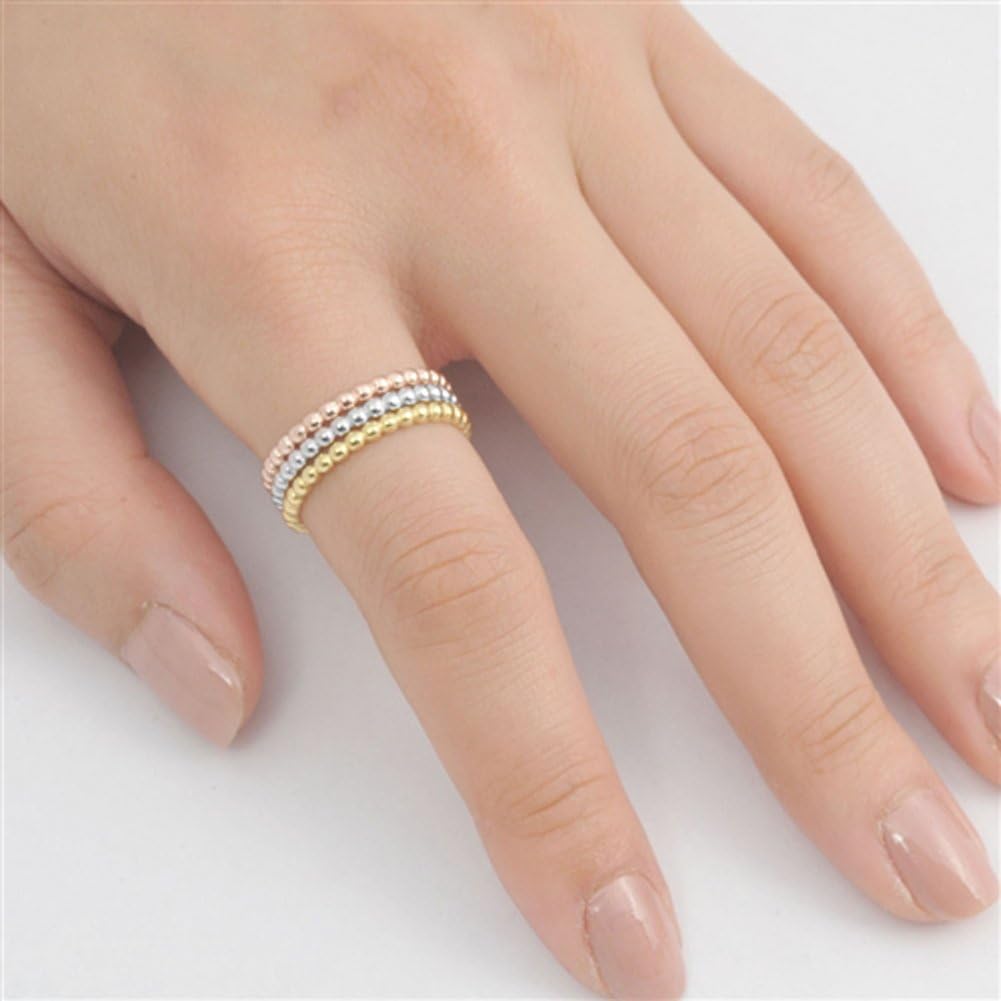 CHOOSE YOUR COLOR Sterling Silver Bead Band Ring