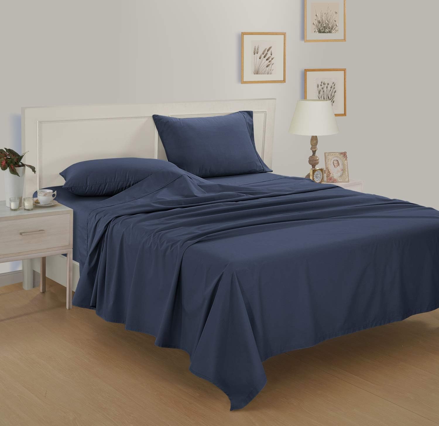avonleigh LINENS 200 Thread Count - 100% Cotton Sheet (Full, Navy Blue) : Home & Kitchen