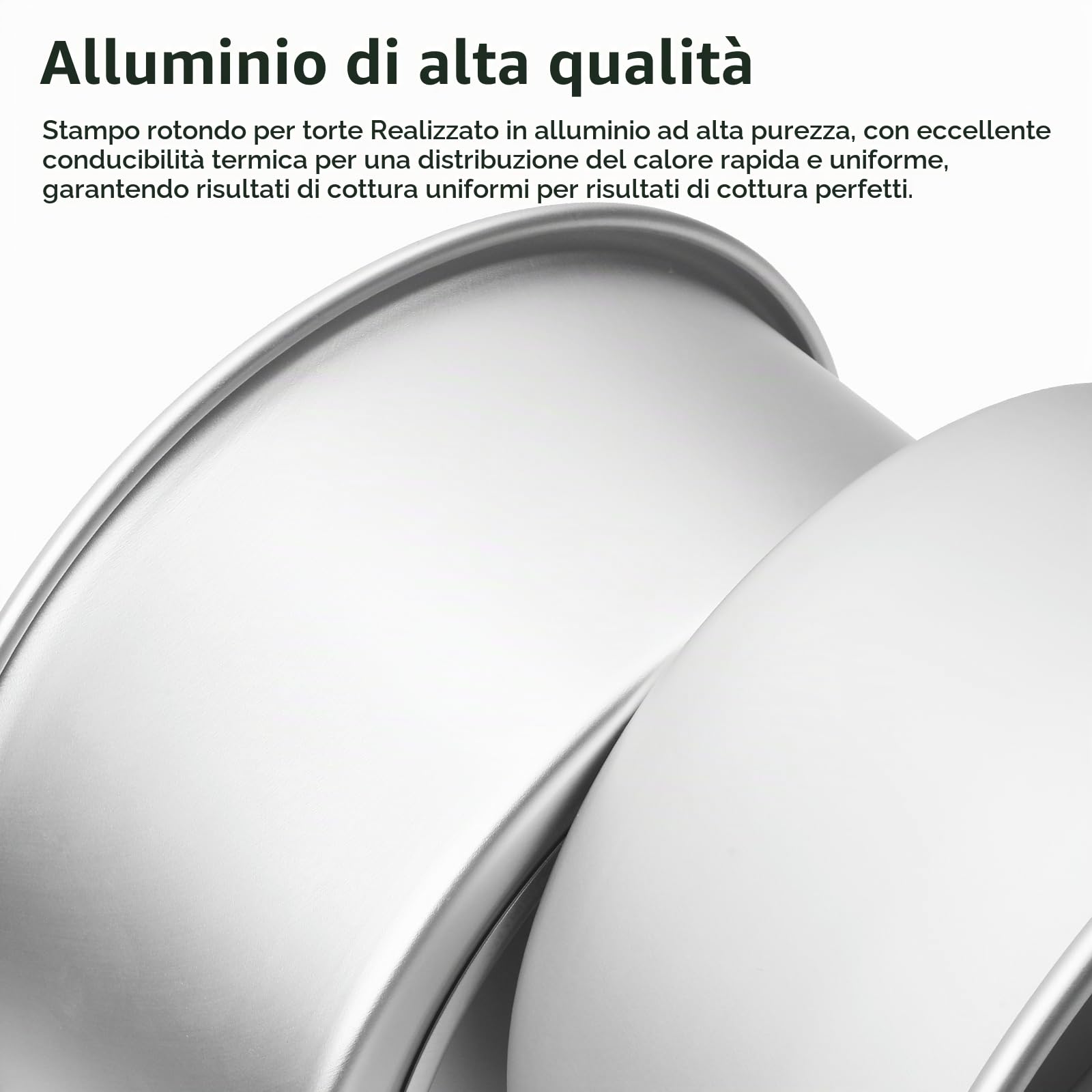 6 Pezzi Mini tortiere rotonde da Ø 10 cm, Teglia da forno per torte in alluminio anodizzato con fondo rimovibile, per cheesecake, torte e quiche, Argento