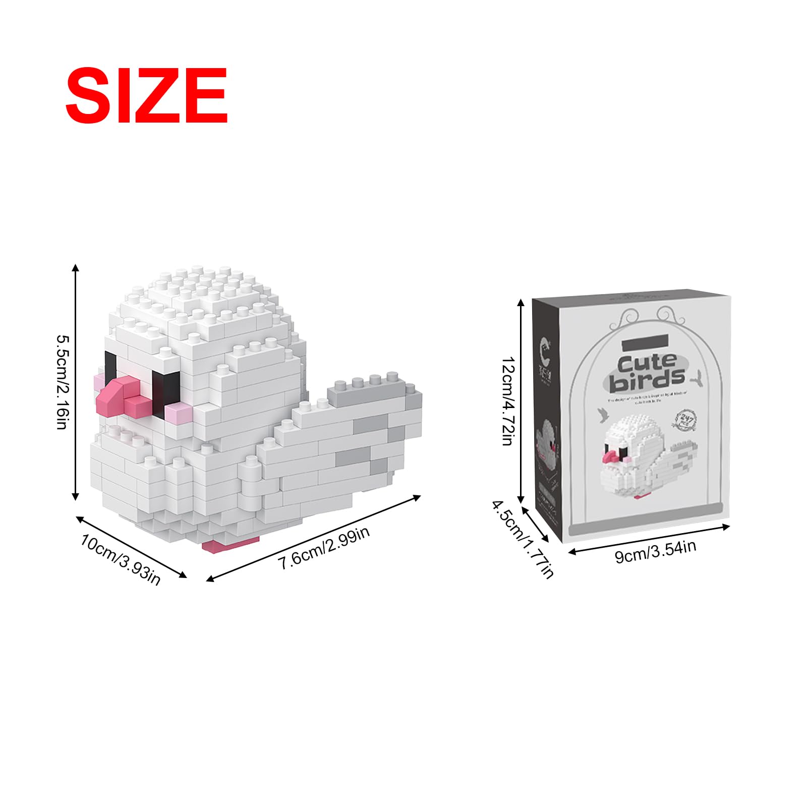 NOOLY Parrot Micro Building Bricks Kit Bird Thmed Blocks Set Decoration for Home and Office WKLJM-01 247Pcs (White) 8920 - Image 3