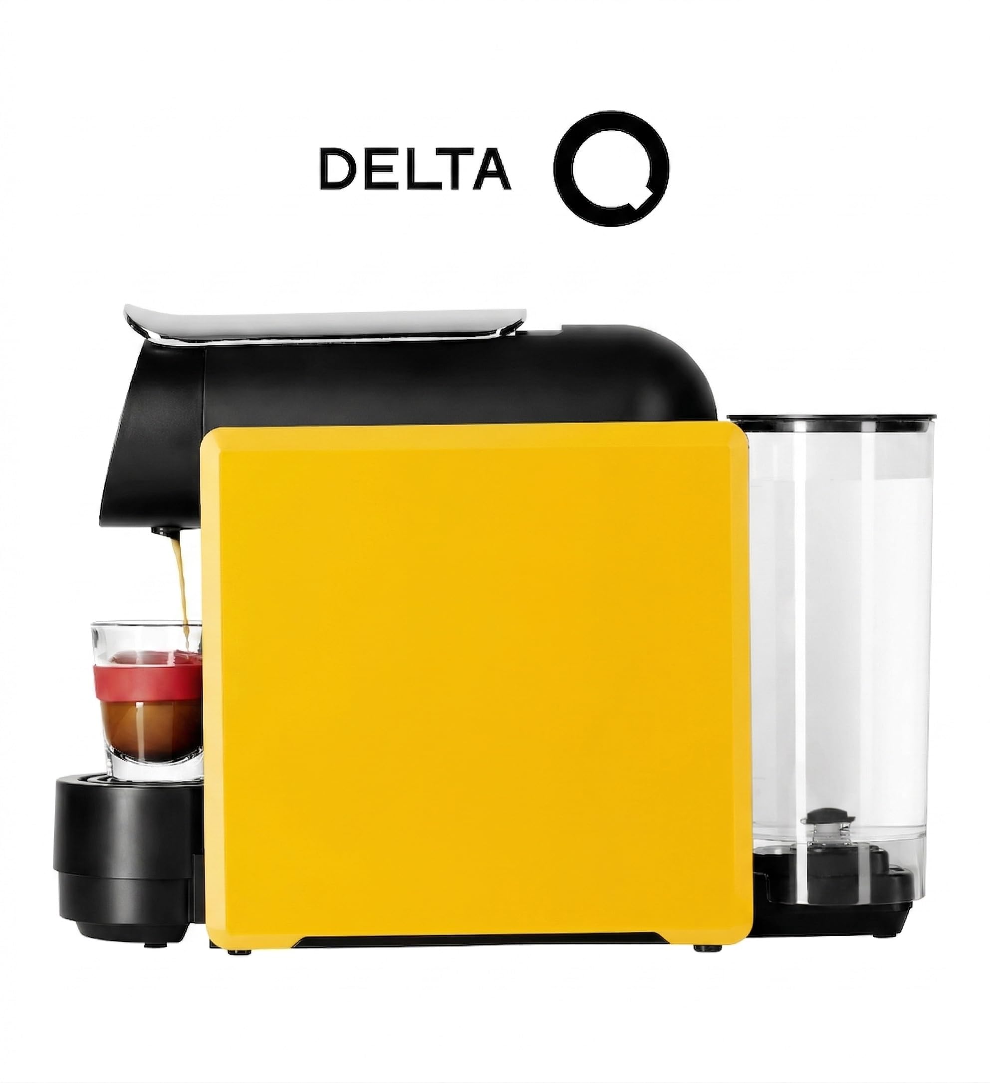 Delta Q Mini Qool Amarilla - Máquina para Cápsulas Delta Q | Compatible con cápsulas Delta Q, diseño ultracompacto, depósito 0,6L, almacenamiento para 7 cápsulas usadas