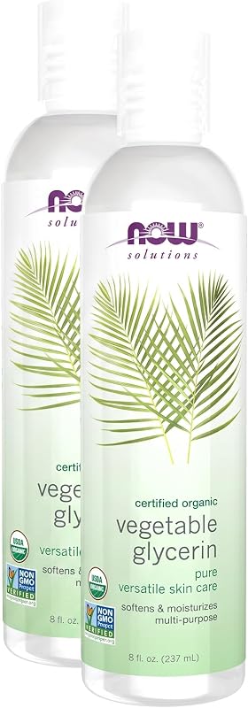 NOW Foods Solutions Óleo de glicerina vegetal orgânica pura, 237 mL, pacote com 2