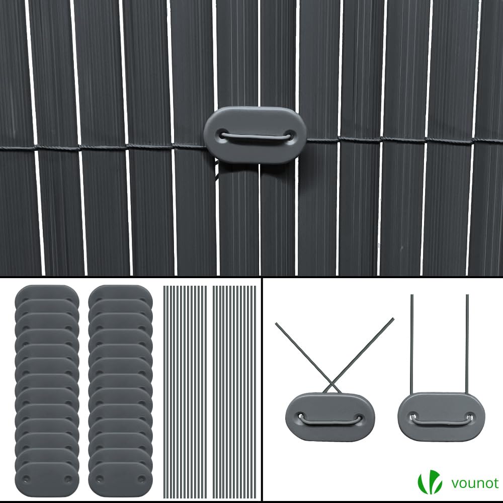 VOUNOT® Cañizo Ocultación PVC Doble Cara 100 x 500 cm con Puente Reforzado, Estera PVC Valla Privacidad Pantalla Protección Visual para Jardín, Balcón, Terraza, Color Gris