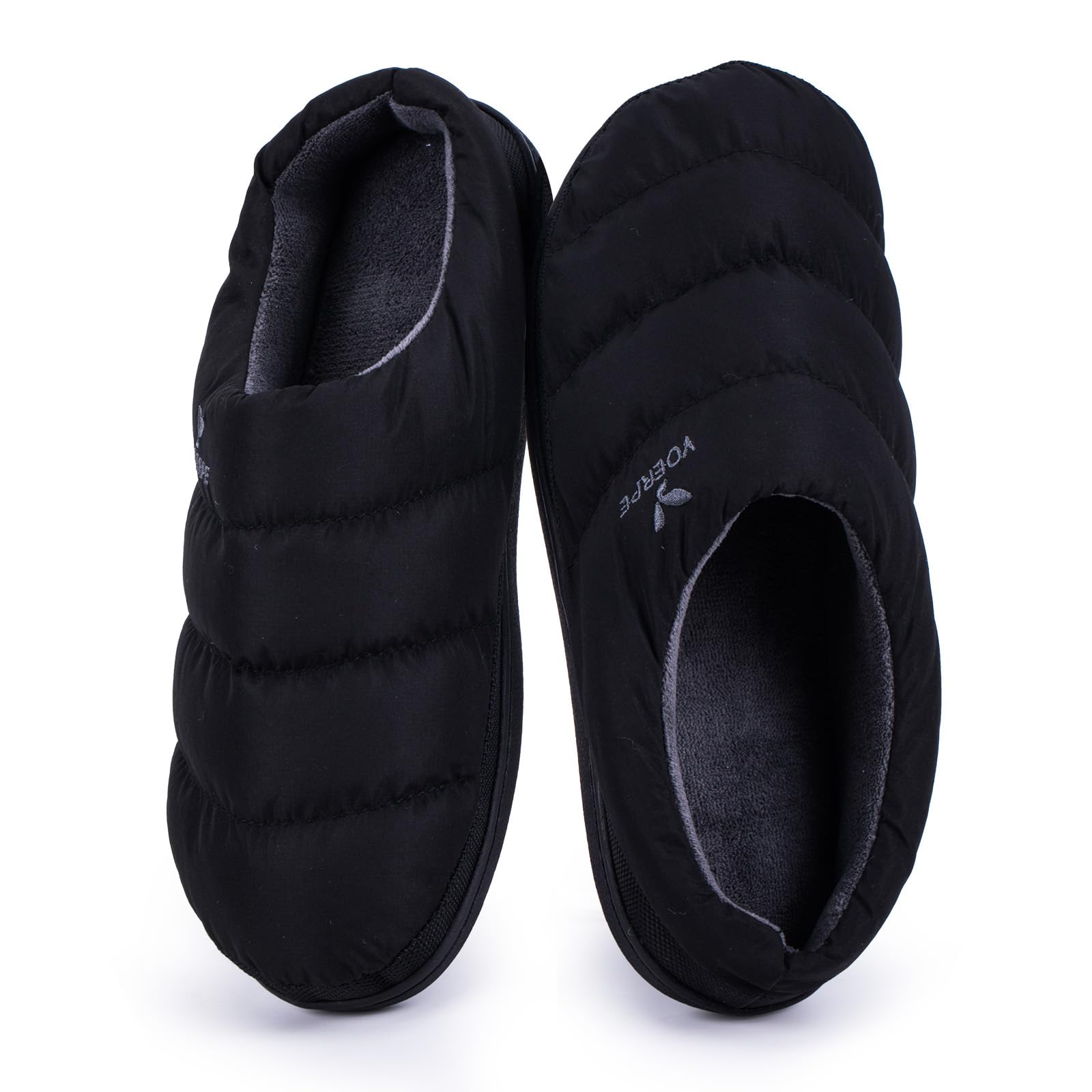 Mens Slip-On Slippers Two-Tone Indoor Outdoor House Shoes Travel Slippers with Memory Foam Camping Garden Down Clogs