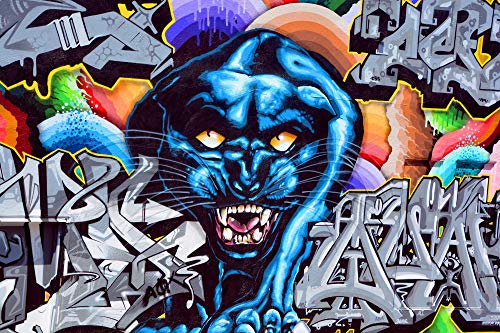 Papier Peint Photo INTISSÉ-PUMA-250x186 cm-(2706AE)-Graffiti Street Art New York City Peintures Murales Urbain Colle Inclus Mural Décor Motif Poster Géant Stickers Muraux Optique Moderne Fond Effet
