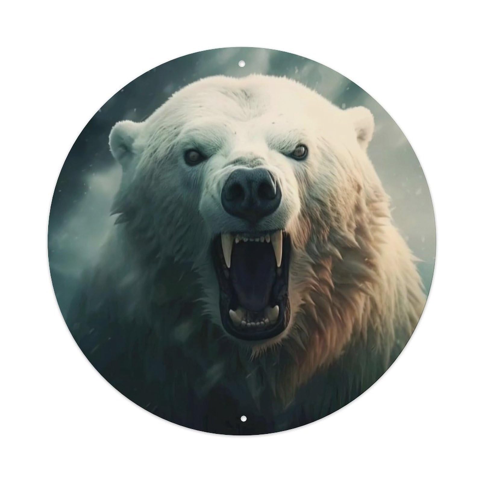 The Roar of The Polar Bear Animal Vintage Metal Tin Sign Plaque Wall Decor for Cafe, Club Bar, Office, Garden Metal Poster 8x8Inch